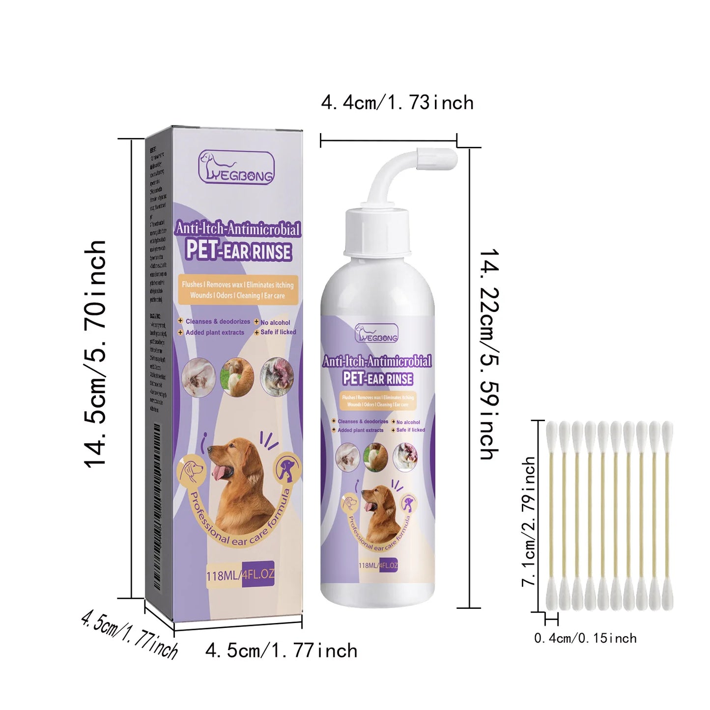 Yegbong Pet Ear Cleansing Drops for Dogs & Cats
