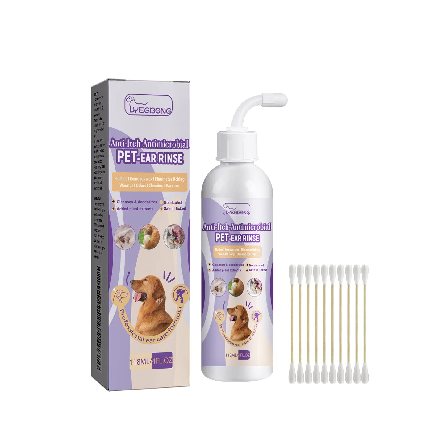 Yegbong Pet Ear Cleansing Drops for Dogs & Cats