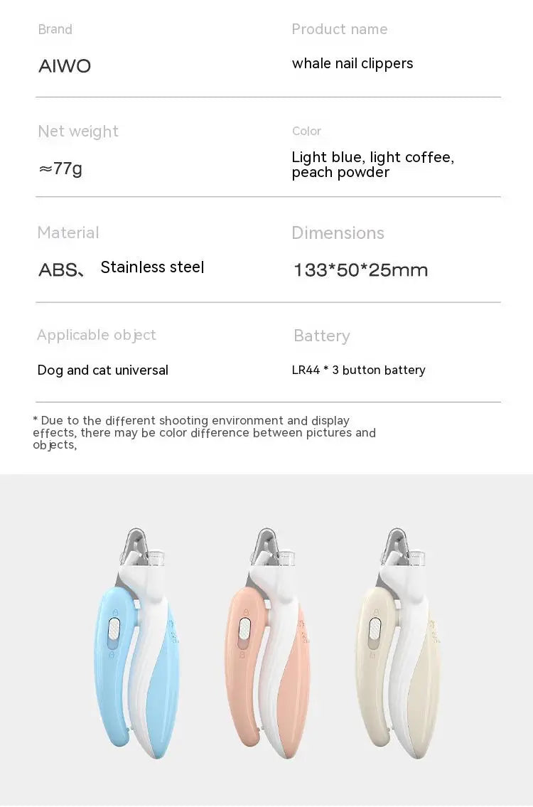 Pet Nail Clippers with LED Light – Electric Dog & Cat Nail Trimmer Grinder