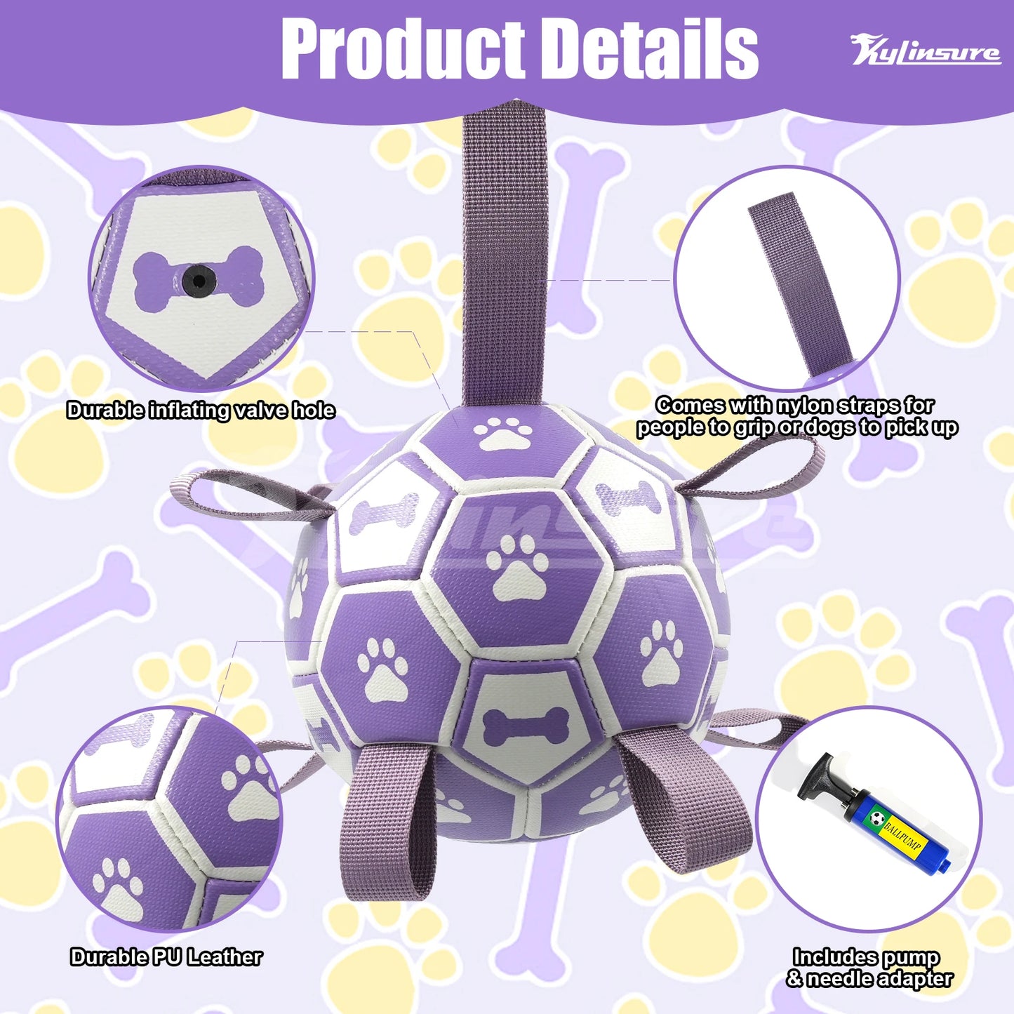 Dog Soccer Ball Toy with Straps