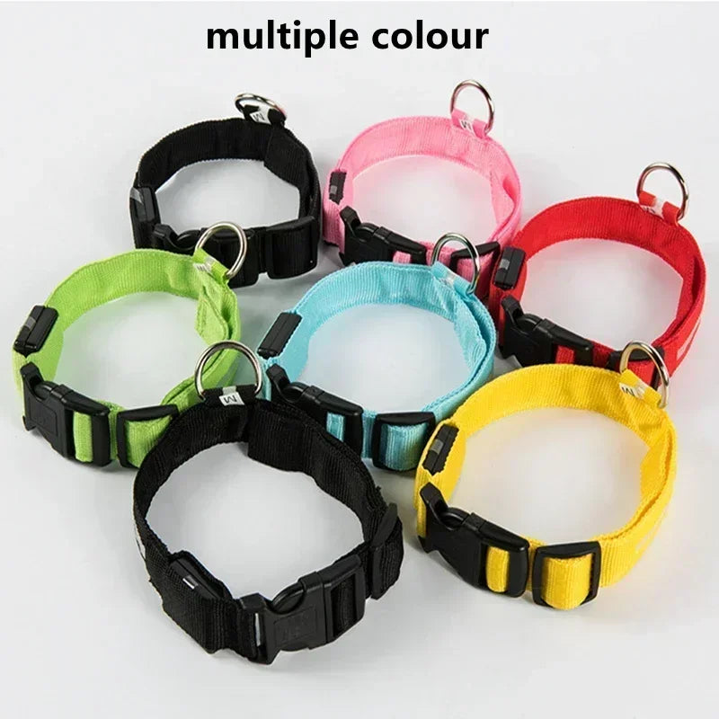 LED Glowing Dog Collar – Adjustable Flashing Rechargeable Light-Up Collar