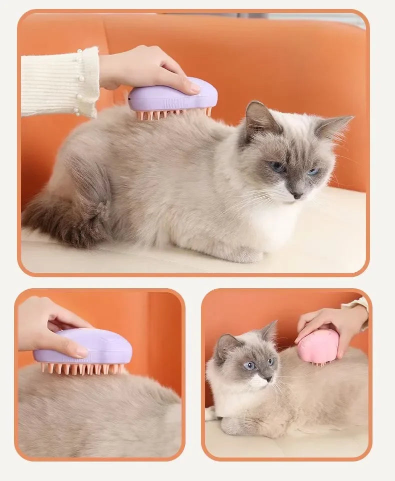 3-in-1 Electric Cat Comb & Steam Brush