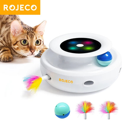 ROJECO 2-in-1 Automatic Feather Ball Toy