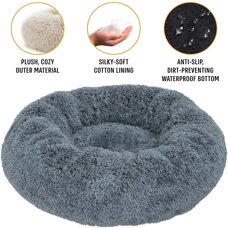 40–90cm Round Pet Bed – Super Soft Plush Dog & Cat Bed