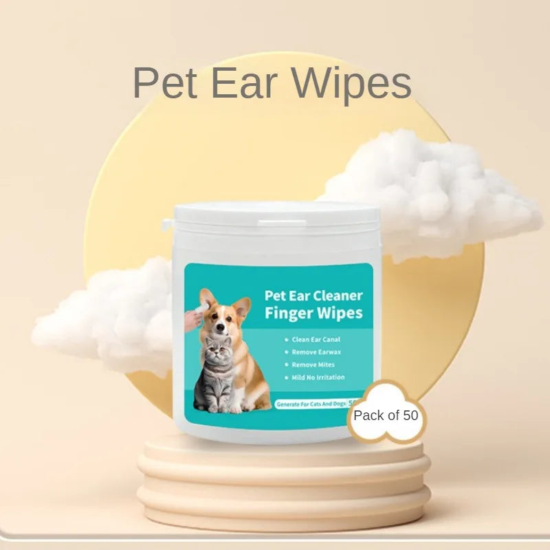 50pcs Pet Ear Cleaning Wipes for Dogs & Cats