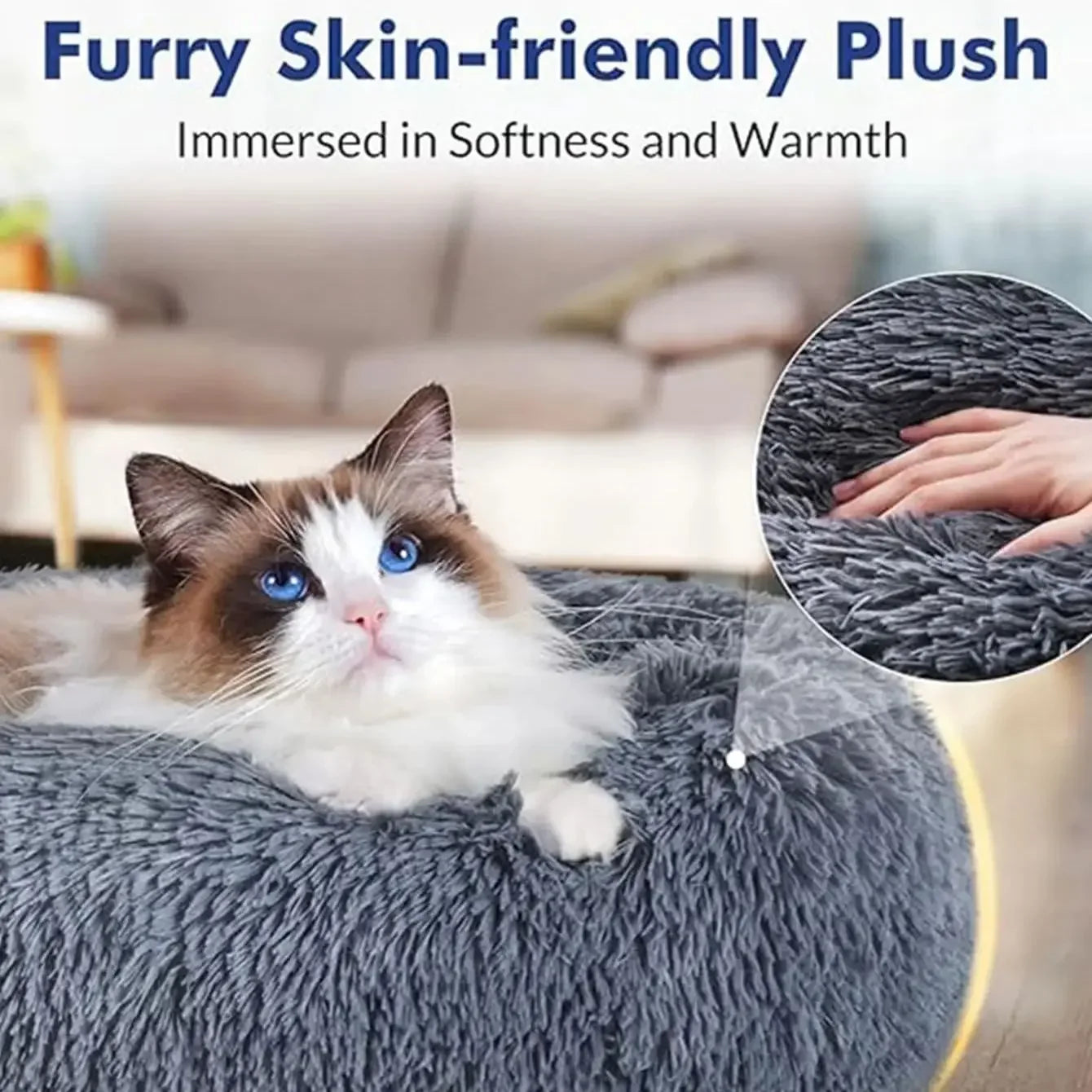 40–90cm Round Pet Bed – Super Soft Plush Dog & Cat Bed