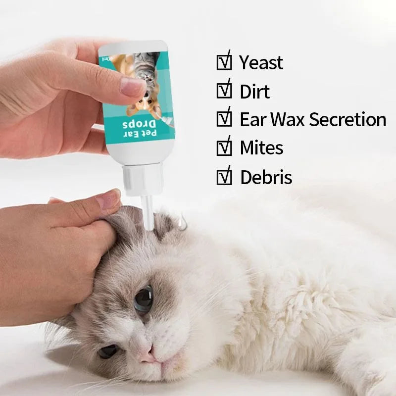 Pet Ear Wash Drops for Dogs & Cats