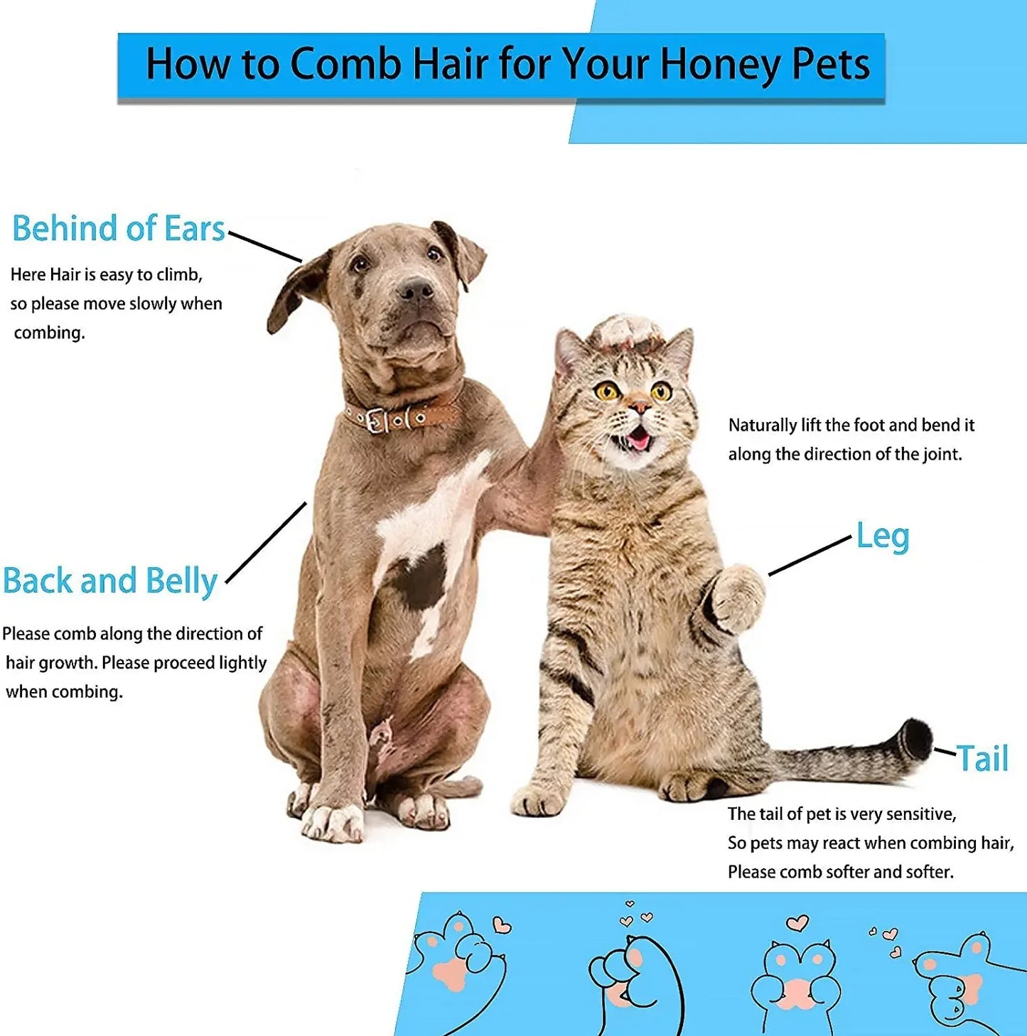 Pet Hair Remover Brush for Dogs & Cats