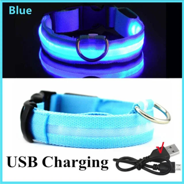 LED Glowing Dog Collar – Adjustable Flashing Rechargeable Light-Up Collar