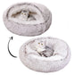 Snooze Cat Bed – Round Plush Fluffy Hooded Cozy Cave