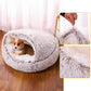 Snooze Cat Bed – Round Plush Fluffy Hooded Cozy Cave