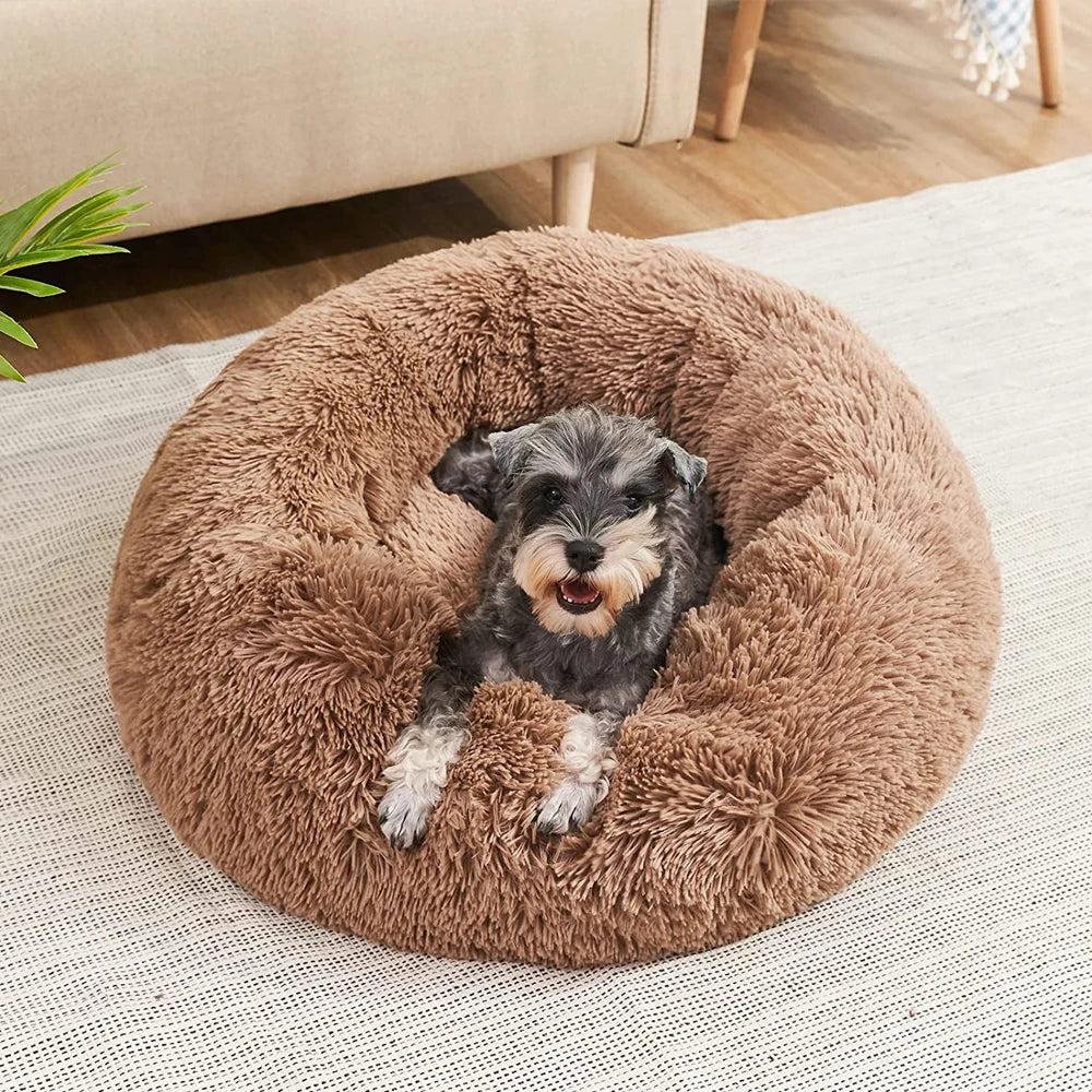 40–90cm Round Pet Bed – Super Soft Plush Dog & Cat Bed