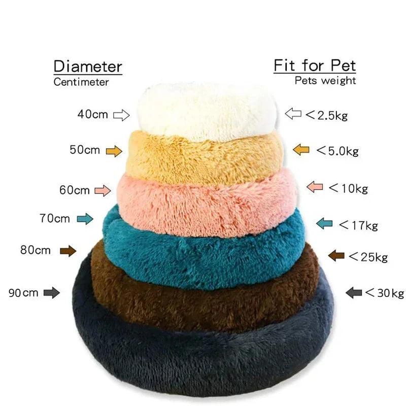 40–90cm Round Pet Bed – Super Soft Plush Dog & Cat Bed