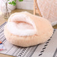 Snooze Cat Bed – Round Plush Fluffy Hooded Cozy Cave