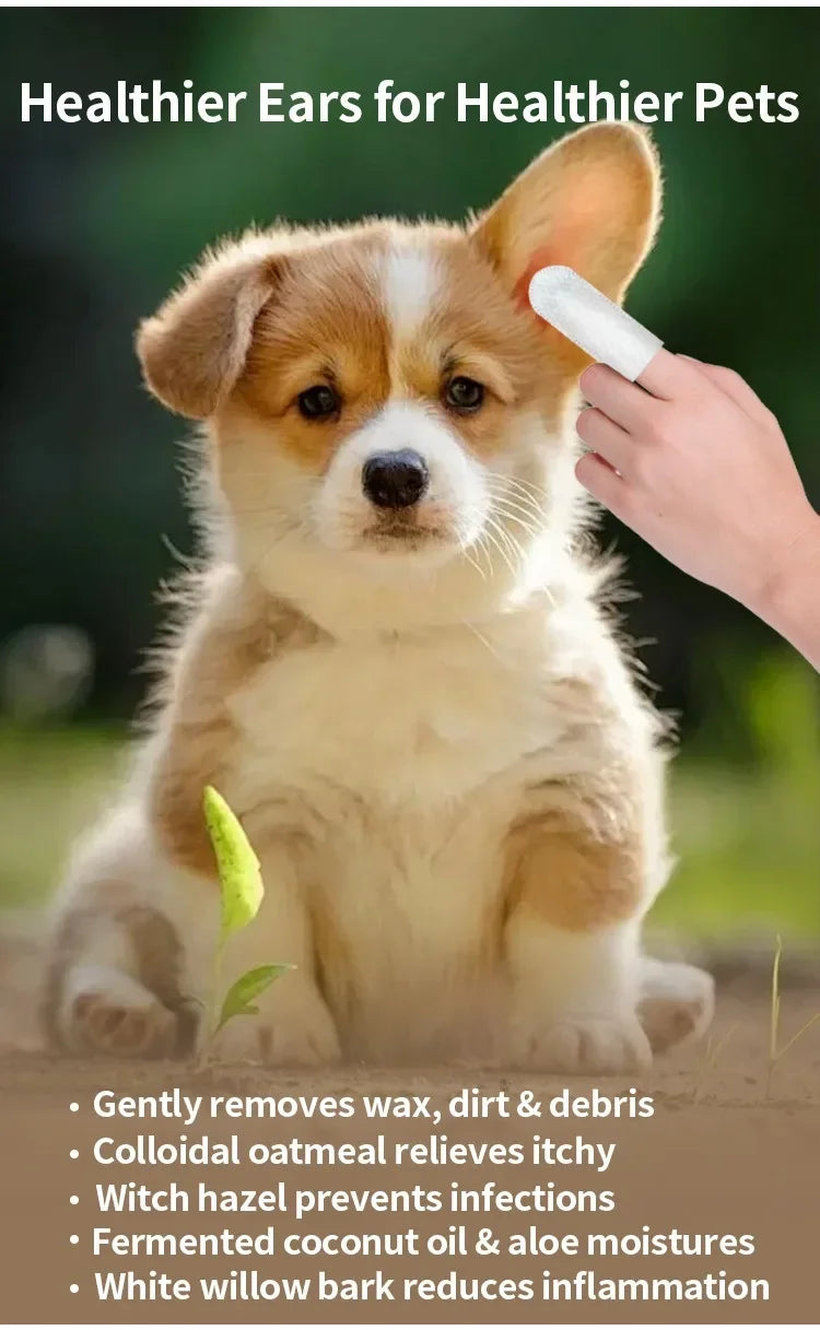 50pcs Pet Ear Cleaning Wipes for Dogs & Cats