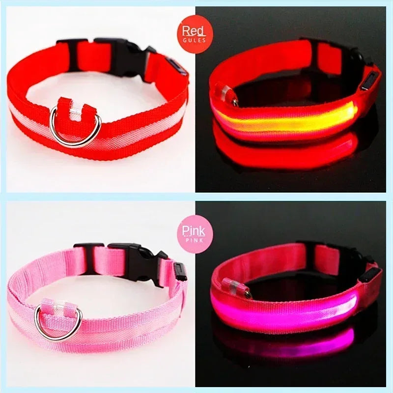 LED Glowing Dog Collar – Adjustable Flashing Rechargeable Light-Up Collar