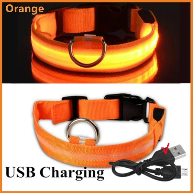 LED Glowing Dog Collar – Adjustable Flashing Rechargeable Light-Up Collar