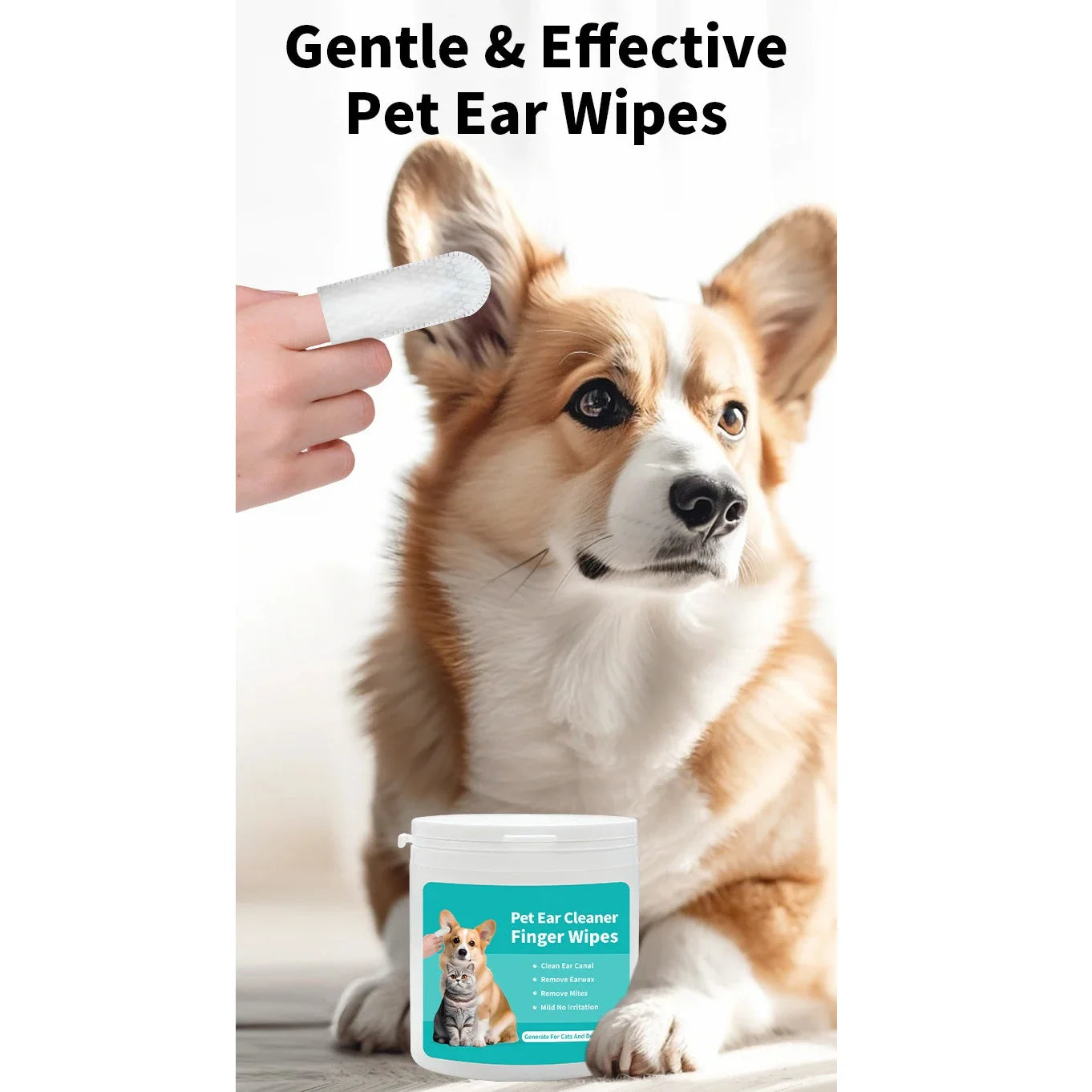50pcs Pet Ear Cleaning Wipes for Dogs & Cats