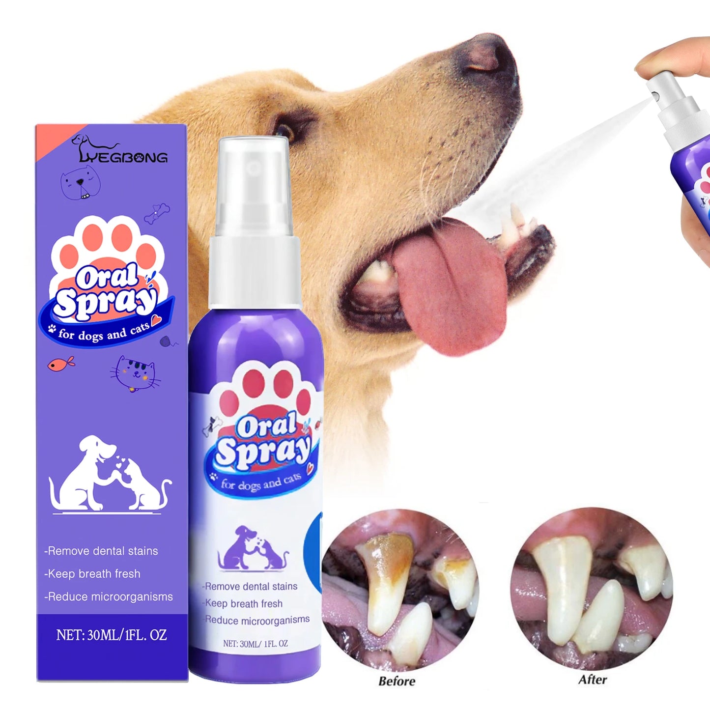 Pet Dental Spray for Dogs & Cats 30ml