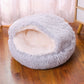 Snooze Cat Bed – Round Plush Fluffy Hooded Cozy Cave