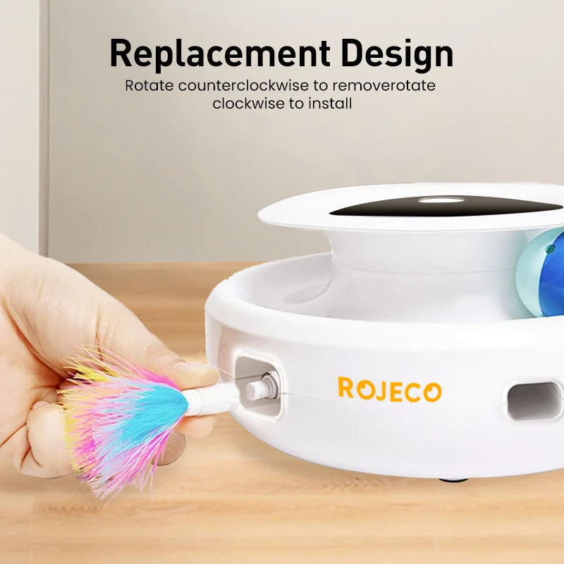 ROJECO 2-in-1 Automatic Feather Ball Toy