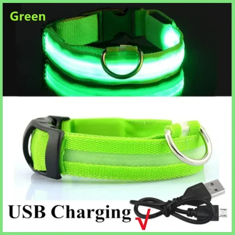 LED Glowing Dog Collar – Adjustable Flashing Rechargeable Light-Up Collar