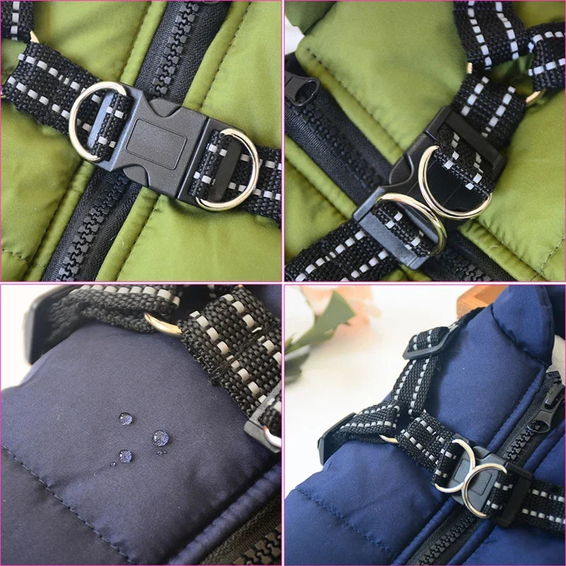 Large Dog Waterproof Winter Jacket with Harness
