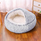 Snooze Cat Bed – Round Plush Fluffy Hooded Cozy Cave
