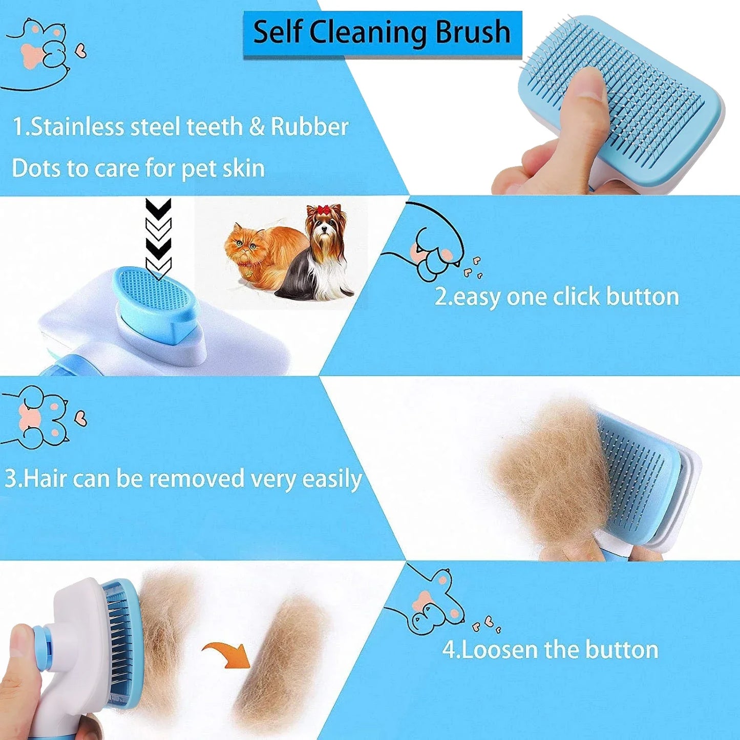 Pet Hair Remover Brush for Dogs & Cats