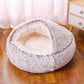 Snooze Cat Bed – Round Plush Fluffy Hooded Cozy Cave