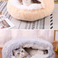 Snooze Cat Bed – Round Plush Fluffy Hooded Cozy Cave